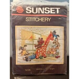 Vintage Sunset Stitchery 2618 Playtime For Toys Crewel Kit 14x18 Nursery